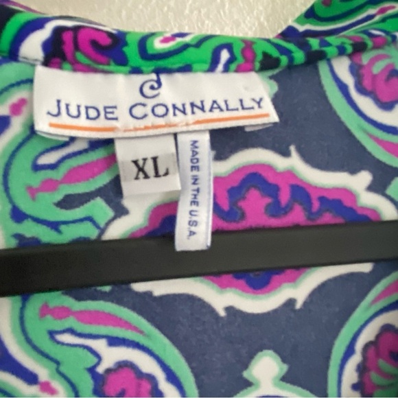 Jude Connally Michelle geometric purple and green collared dress - Picture 4 of 7